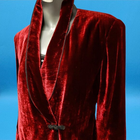 Red Velvet Smoking Tuxedo Jacket High End Black Label Tommy Hilfiger Size 12 - Picture 4 of 10